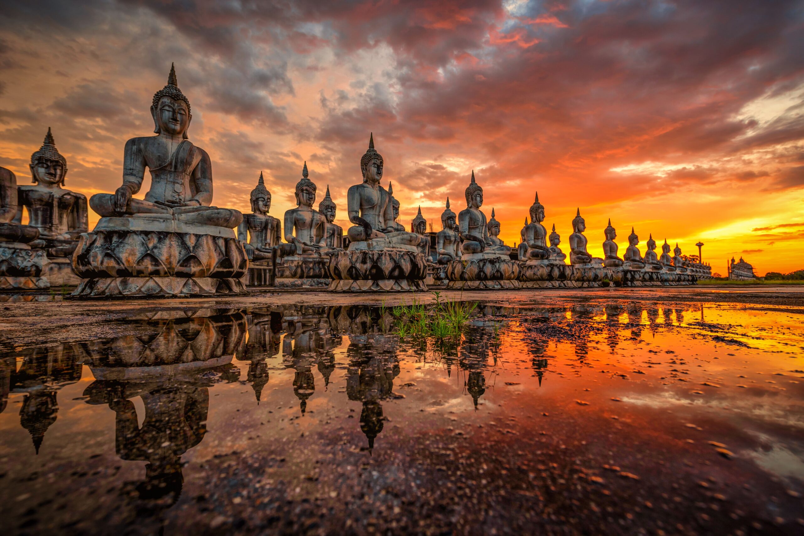 Buddha Temple in Thailand at Sunset